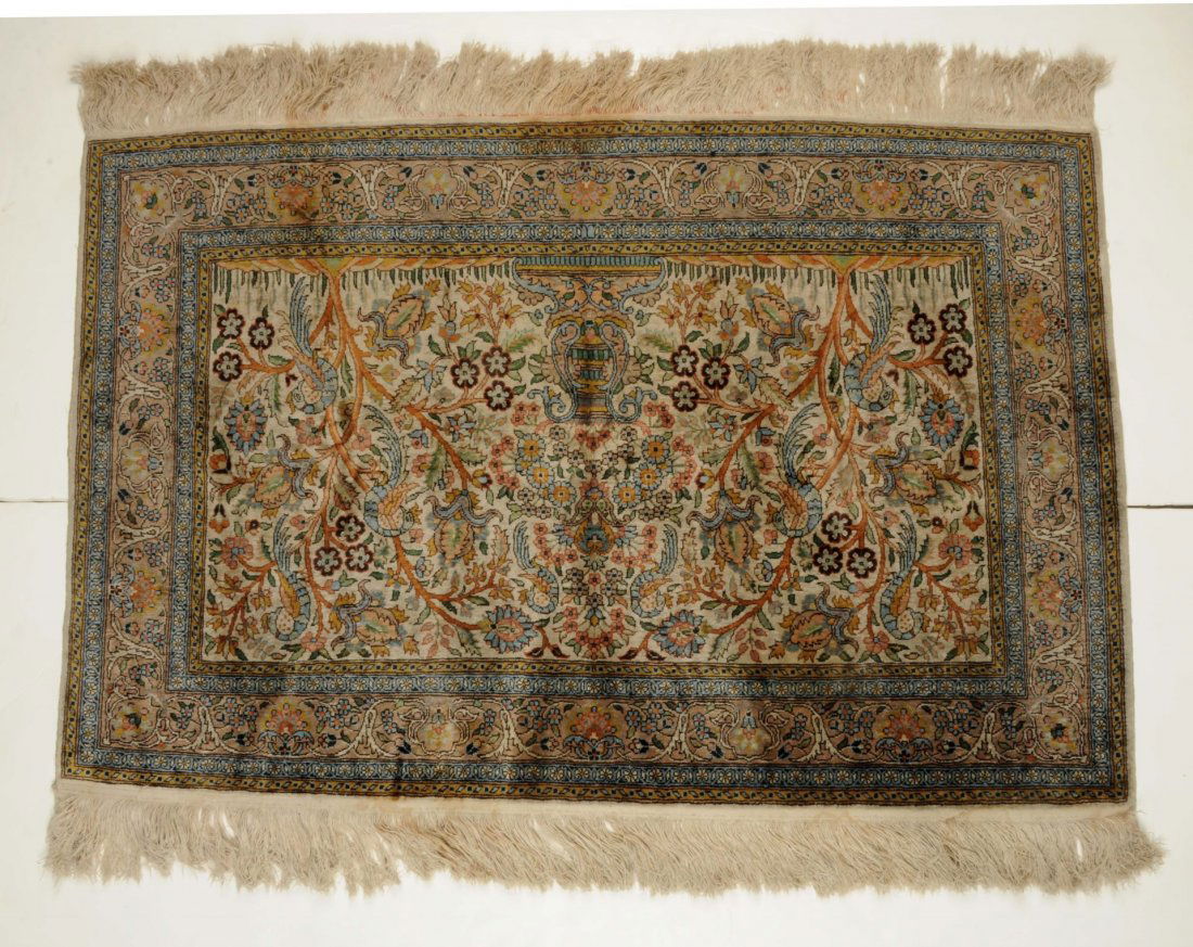 Hand-Woven Persian Silk Prayer Rug. (1 of 1)