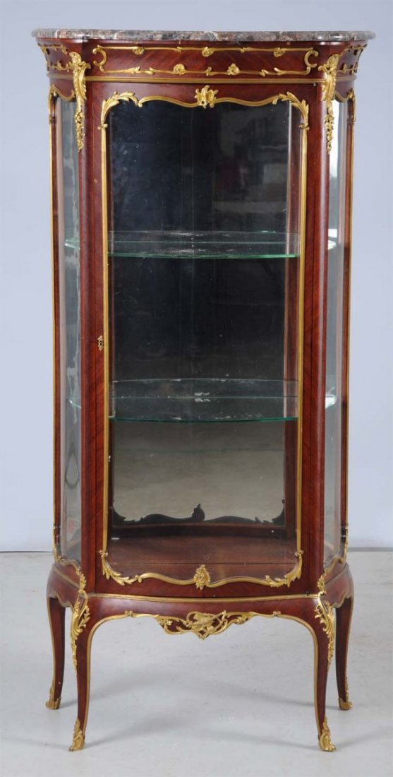 Fine French Bronze Mounted Vitrine w/ Marble Top. (1 of 2)