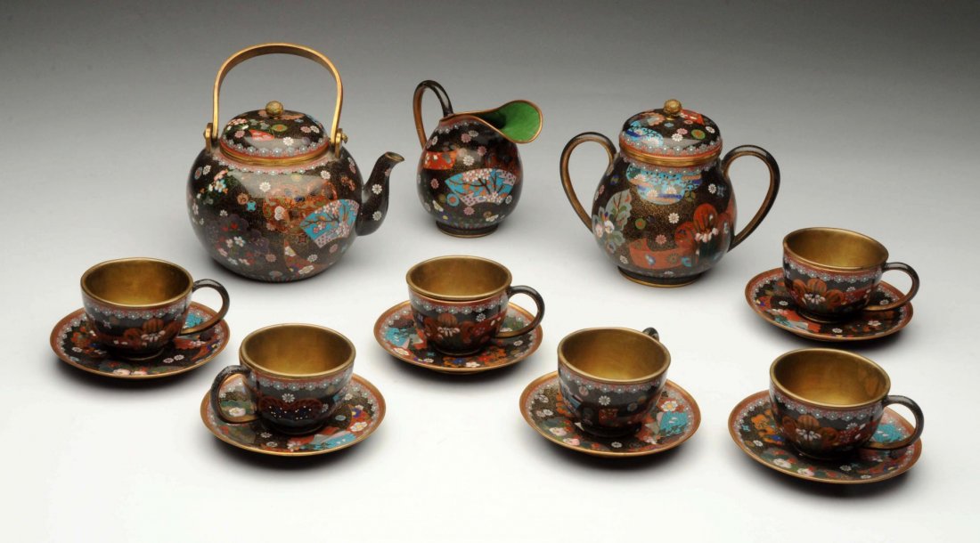 Set Of 13: Chinese Cloisonne Tea Set. (1 of 1)
