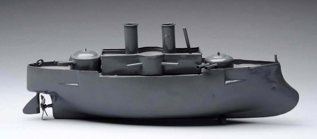 Tin Clockwork Toy Battleship. (1 of 2)