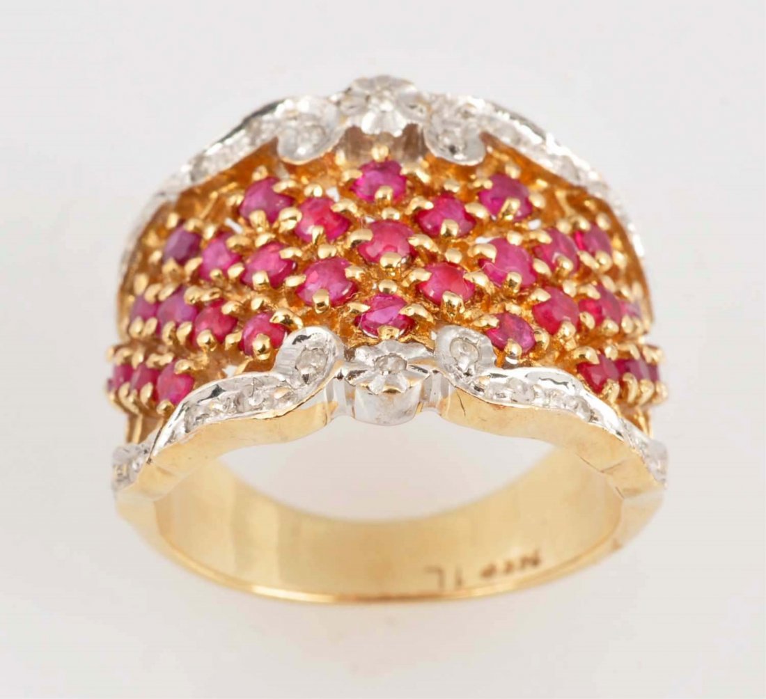 14k Ruby & Diamond Ring. (1 of 7)