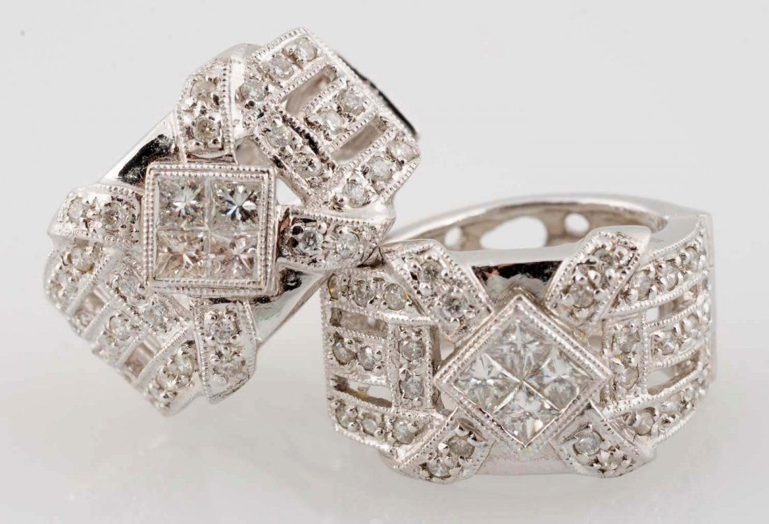 1.06 ct. Diamond & 14k Huggie Earrings. (1 of 2)