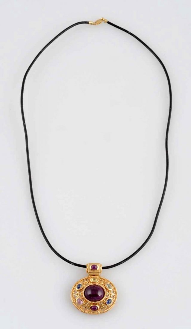 14k Gold, Ruby & Multicolor Sapphire Pendant. (1 of 2)