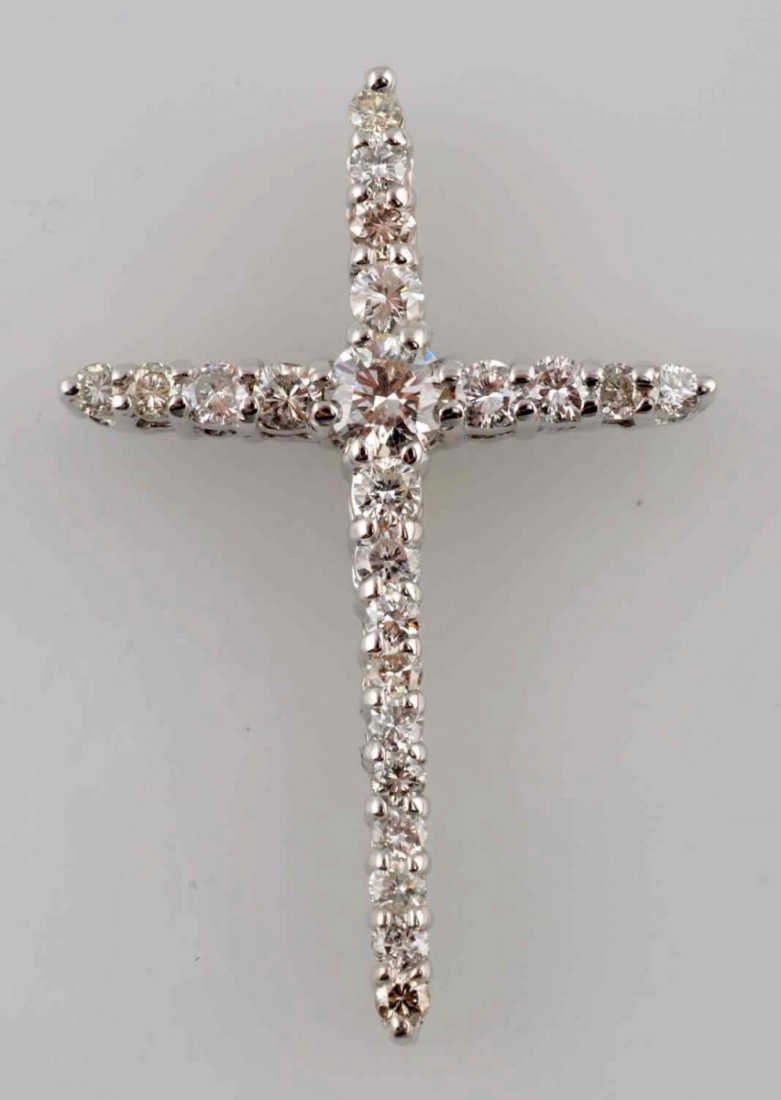 1.00 ct. Diamond & 14k Gold Cross. (1 of 2)