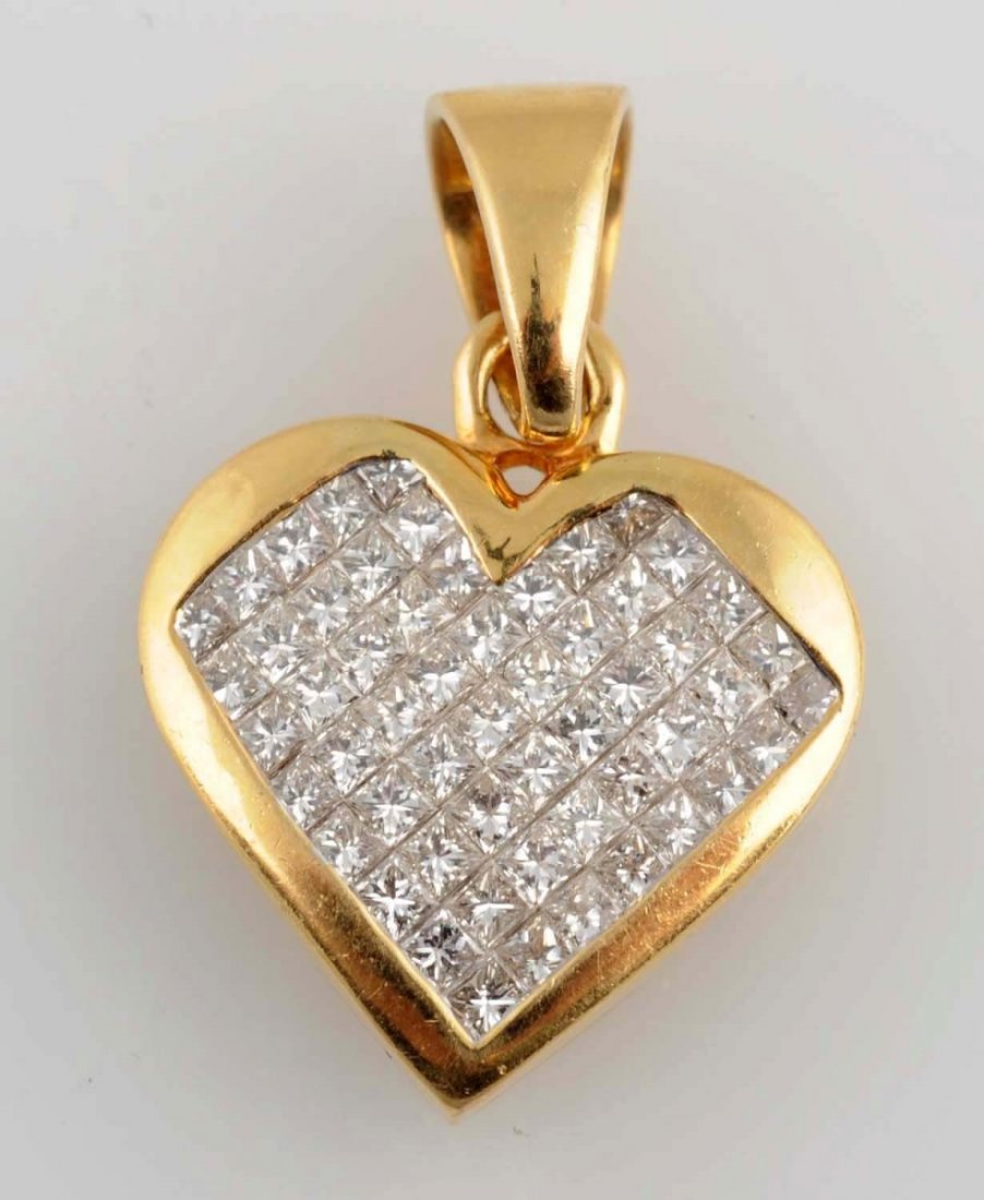 1.50 ct. Invisible Set Dia. & 18k Heart Pendant. (1 of 2)