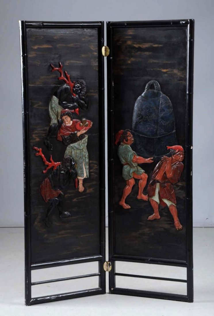 Japanese Two Panel Screen. (1 of 2)