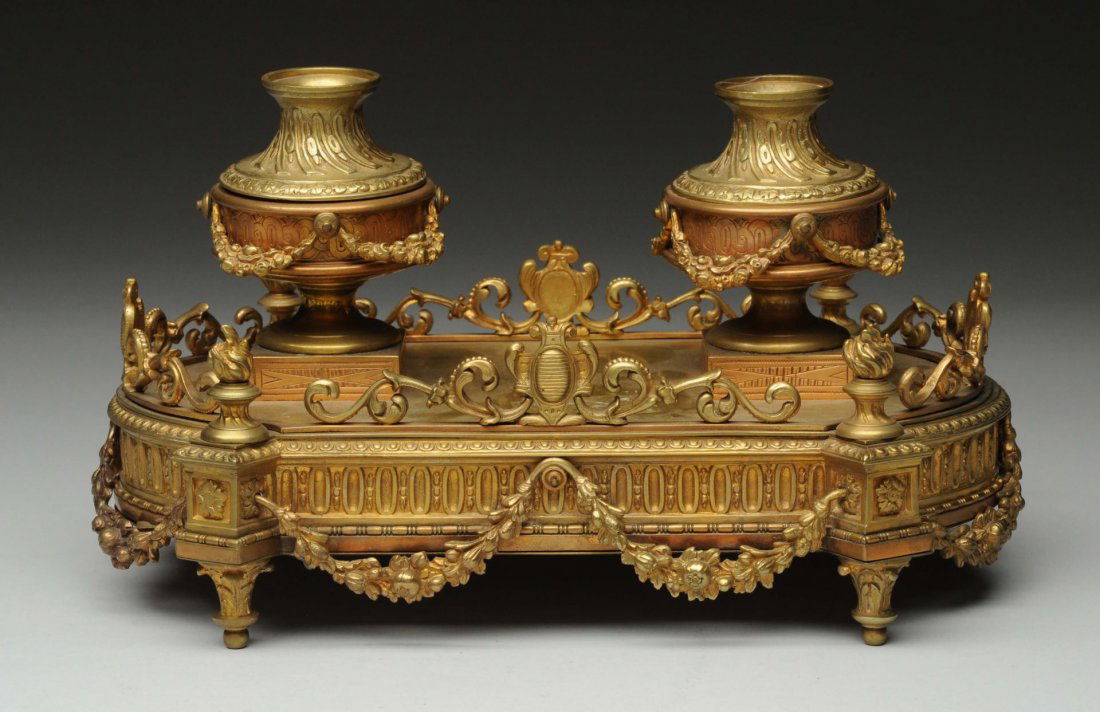 French Empire Gilt Bronze Inkwell. (1 of 3)