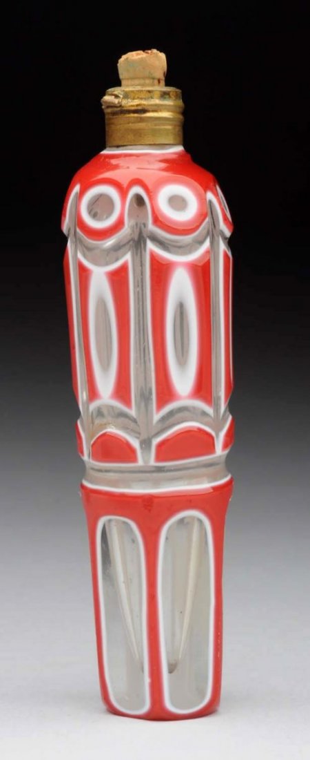 Bohemian Overlay Cut Perfume Bottle. (1 of 3)