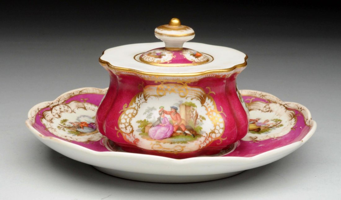 Meissen 3 Piece Inkwell Set. (1 of 3)