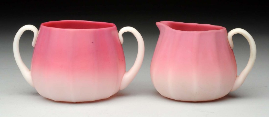 Peach Blow Sugar and Creamer Dishes. (1 of 2)