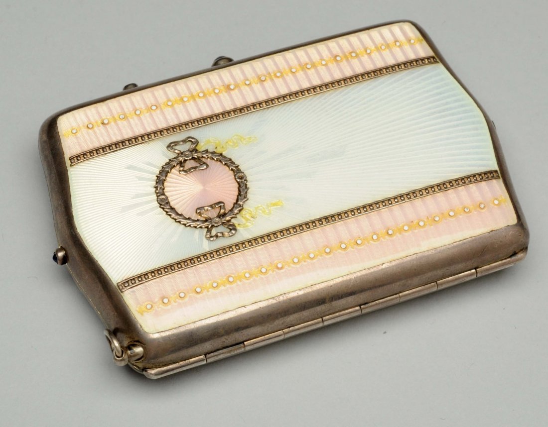 Silver & Enamel Compact Mirror. (1 of 4)
