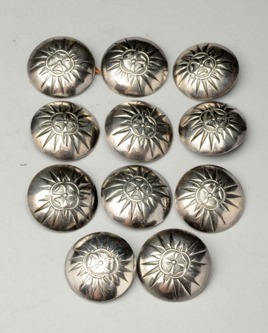 Set of 11 Native American Silver Buttons. (1 of 2)