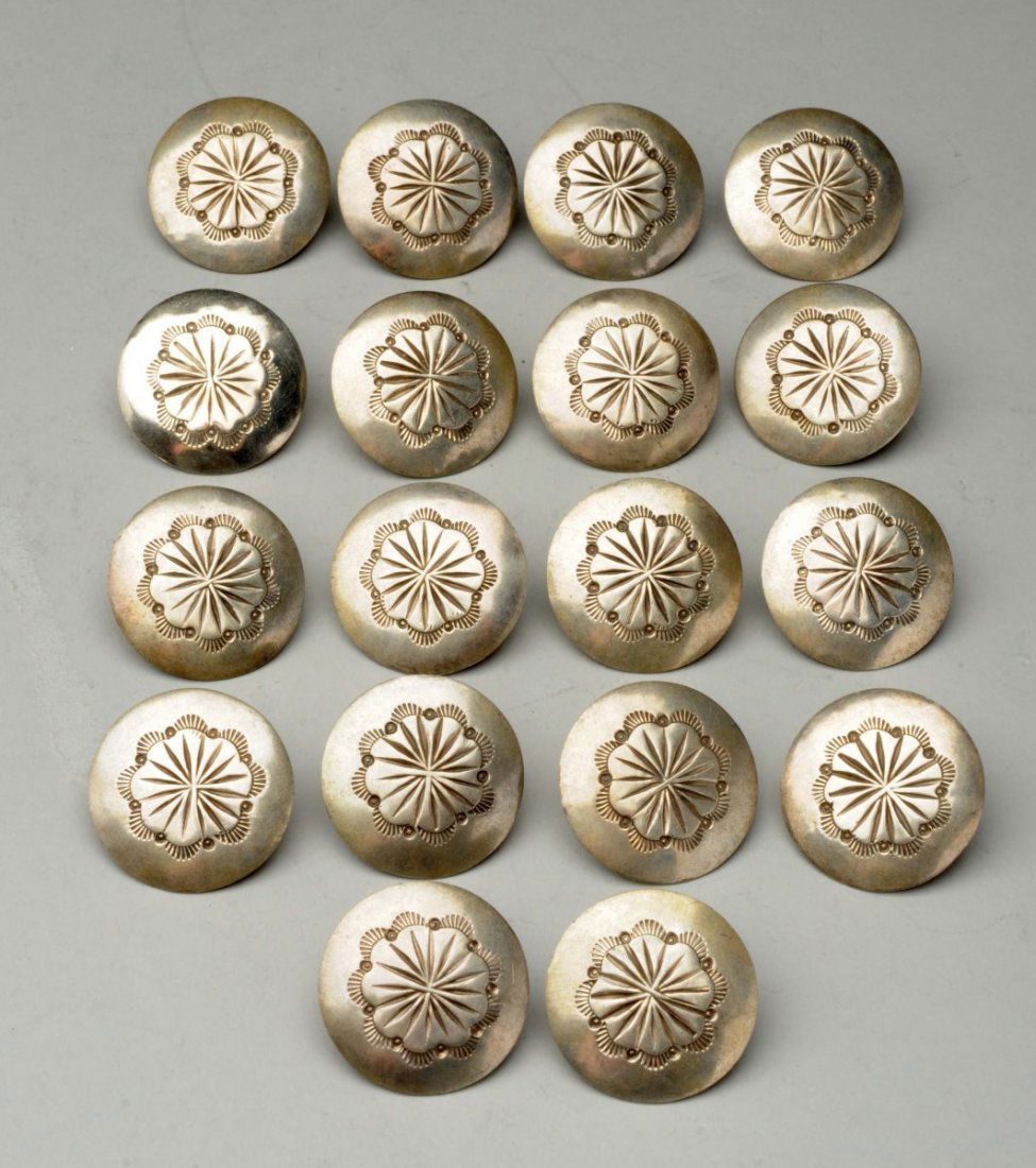 Set of 18 Native American Silver Buttons. (1 of 2)