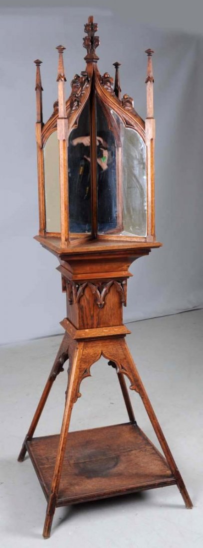 Gothic 19th Century Carved Oak Display Stand. (1 of 2)