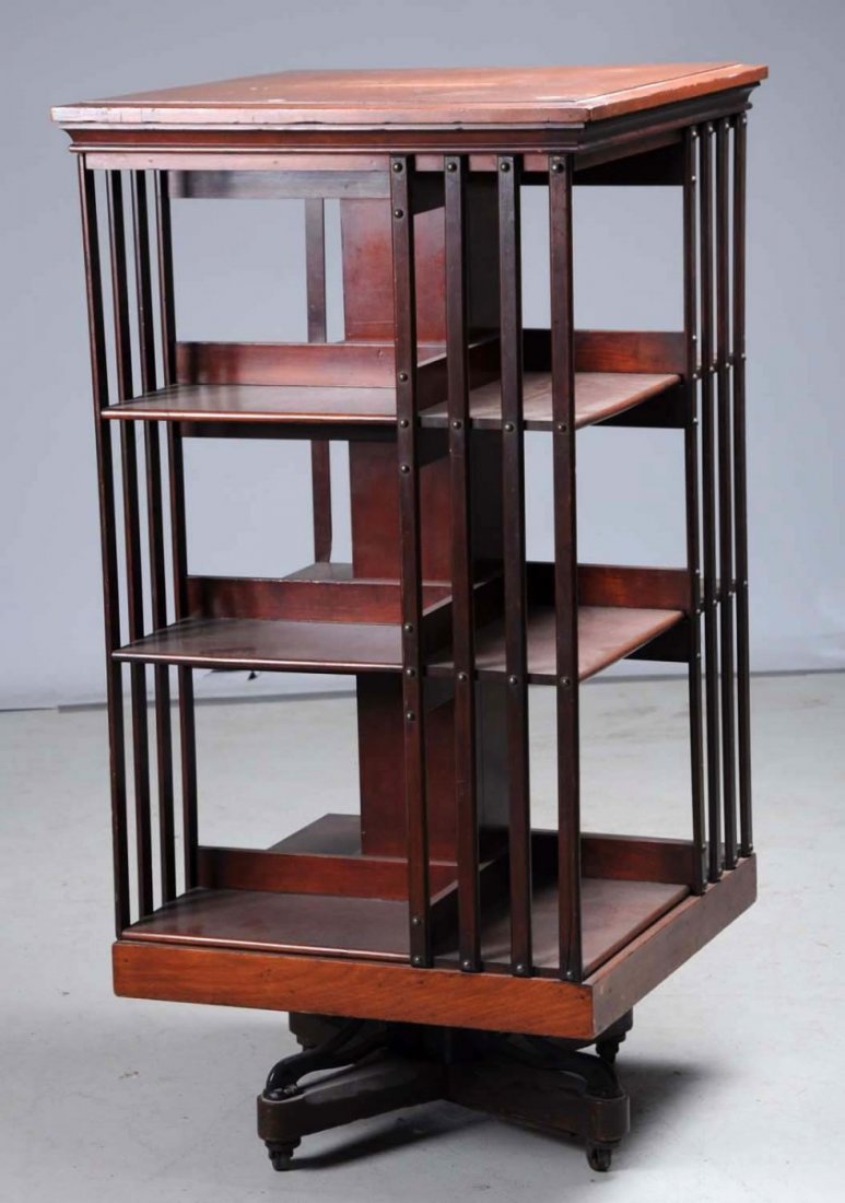 Signed Danners Revolving Oak Bookcase. (1 of 3)