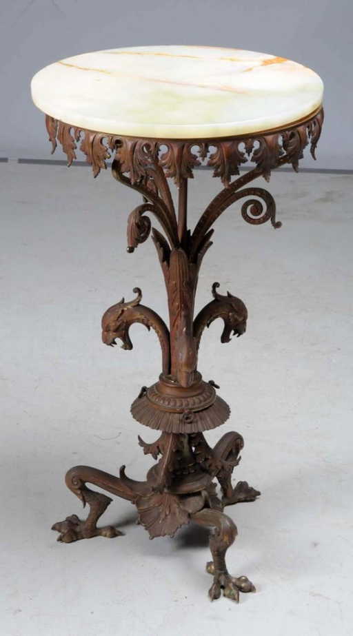 White  Marble  Topped Bronze  Table   White  Marble  Topped Bronze  Table