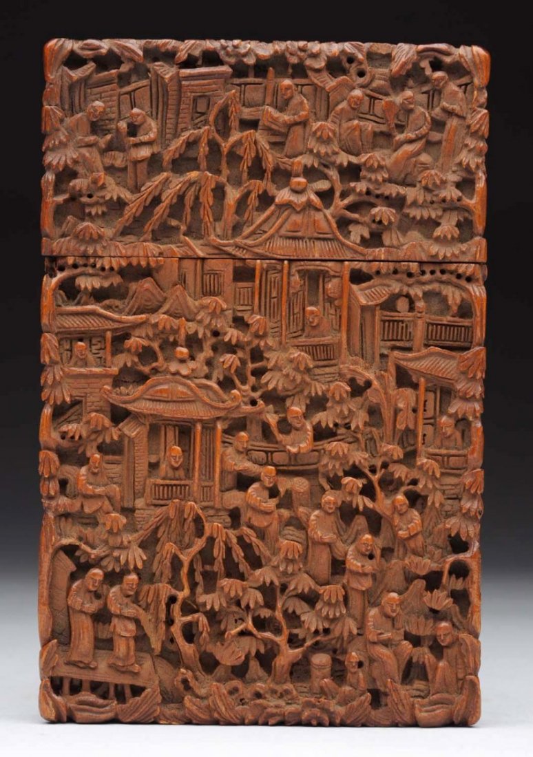 Fine 19th Century Chinese Boxwood Card Case. (1 of 2)