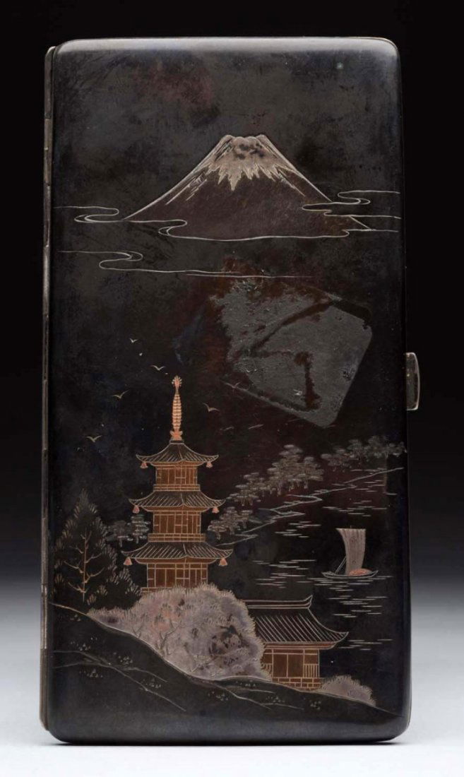 Japanese Sterling & Mixed Metal Cigarette Case. (1 of 3)