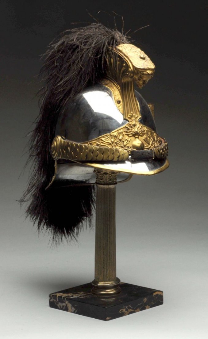 Antique Metal Military Helmet on Fitted Stand. (1 of 3)