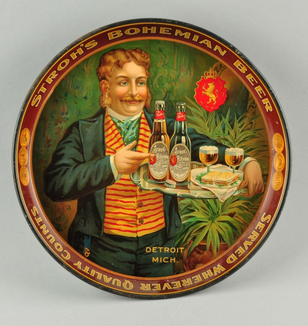 Stroh's Bohemian Beer Advertising Tray. (1 of 2)