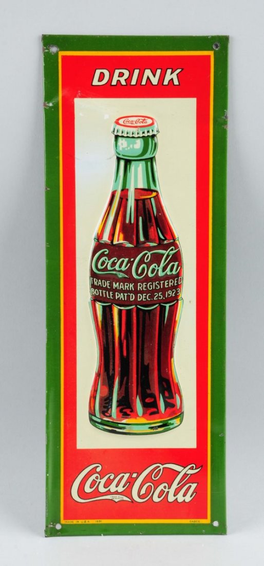 1931 Coca-Cola Embossed Push Plate Sign. (1 of 1)