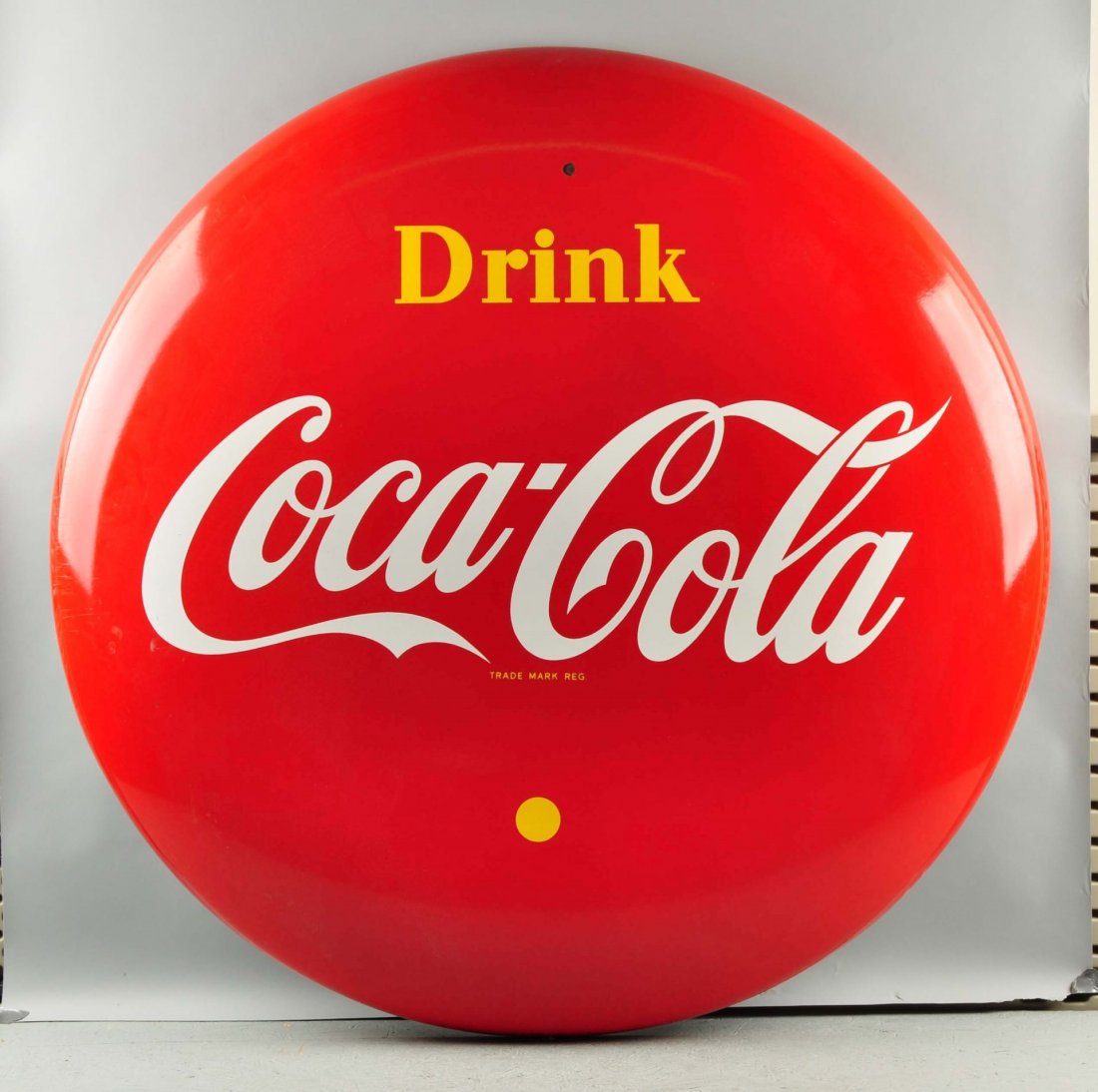 Large Porcelain Coca-Cola Button Sign. (1 of 5)