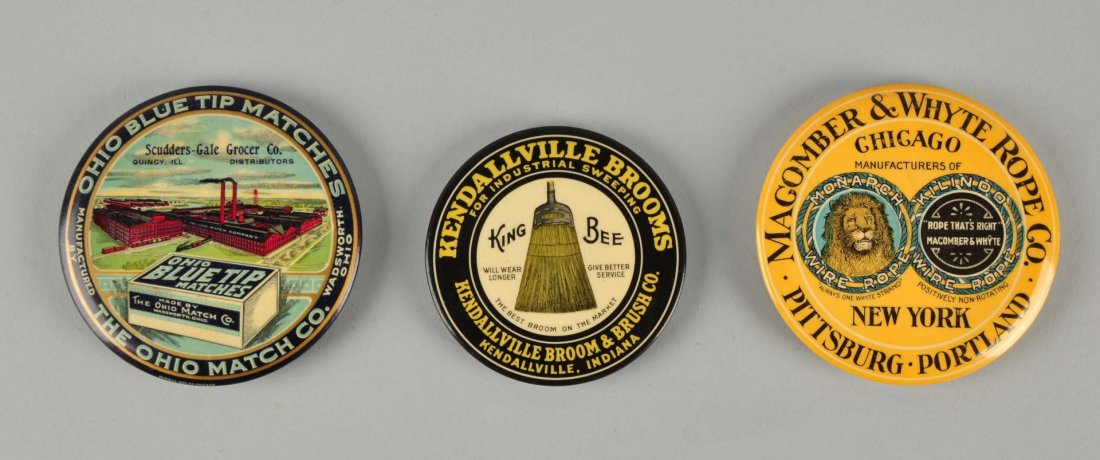 Lot of 3: Celluloid Advertiising Pocket Mirrors. (1 of 2)