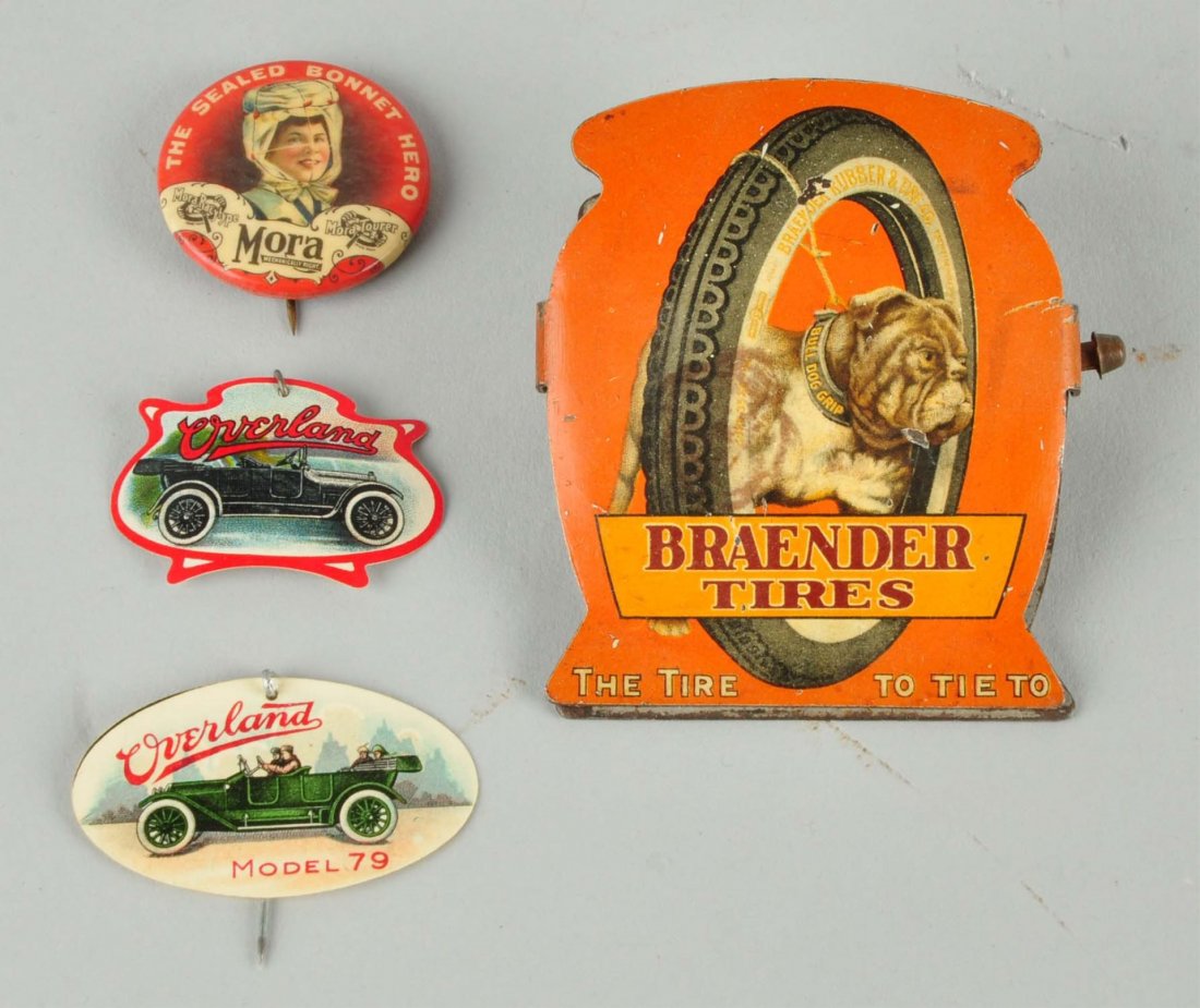 Lot of 4: Early Auto Related Pins & Clip. (1 of 1)