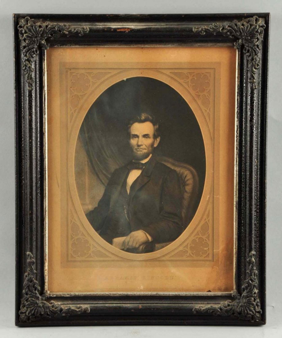 Early Abraham Lincoln Engraved Cardboard Sign. (1 of 1)