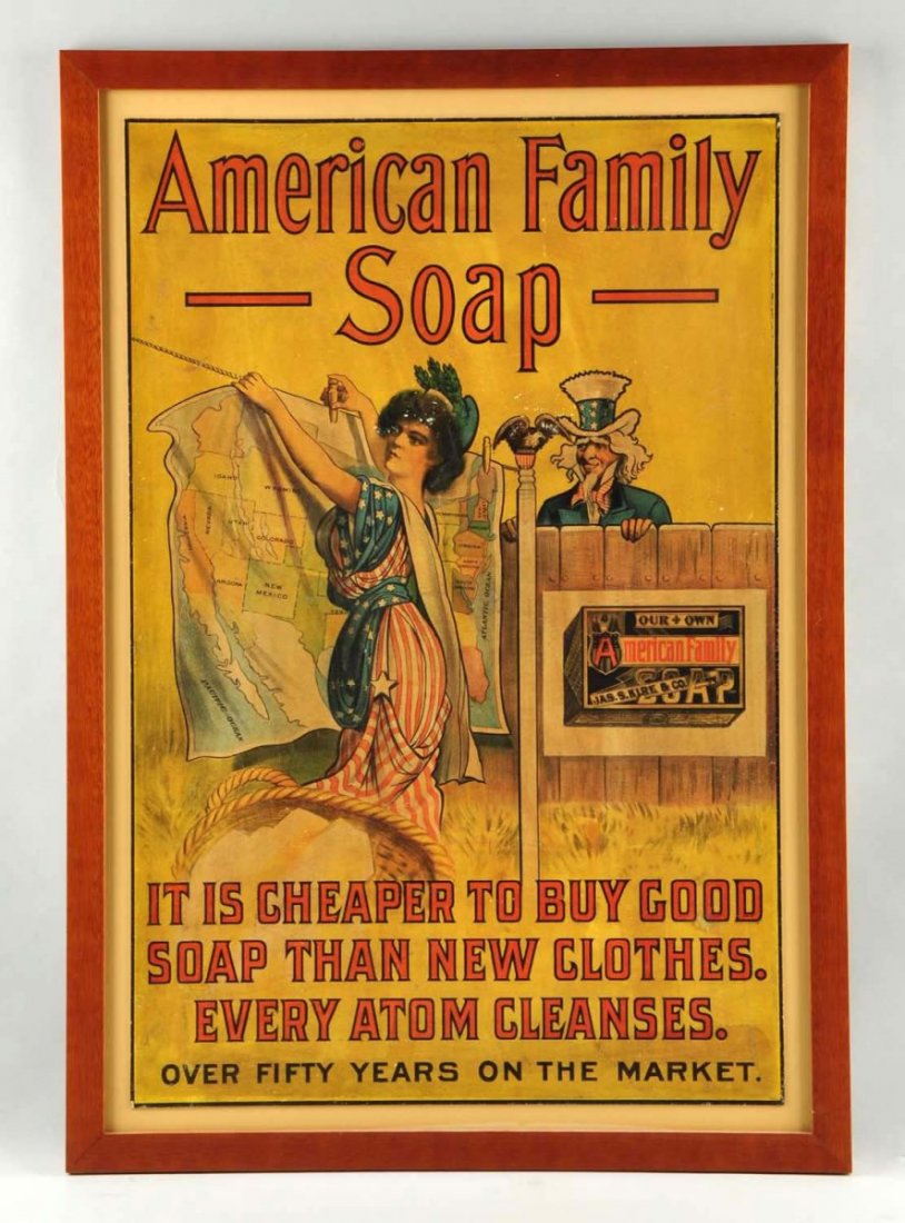 American Family Soap Uncle Sam Advertising Sign. (1 of 2)