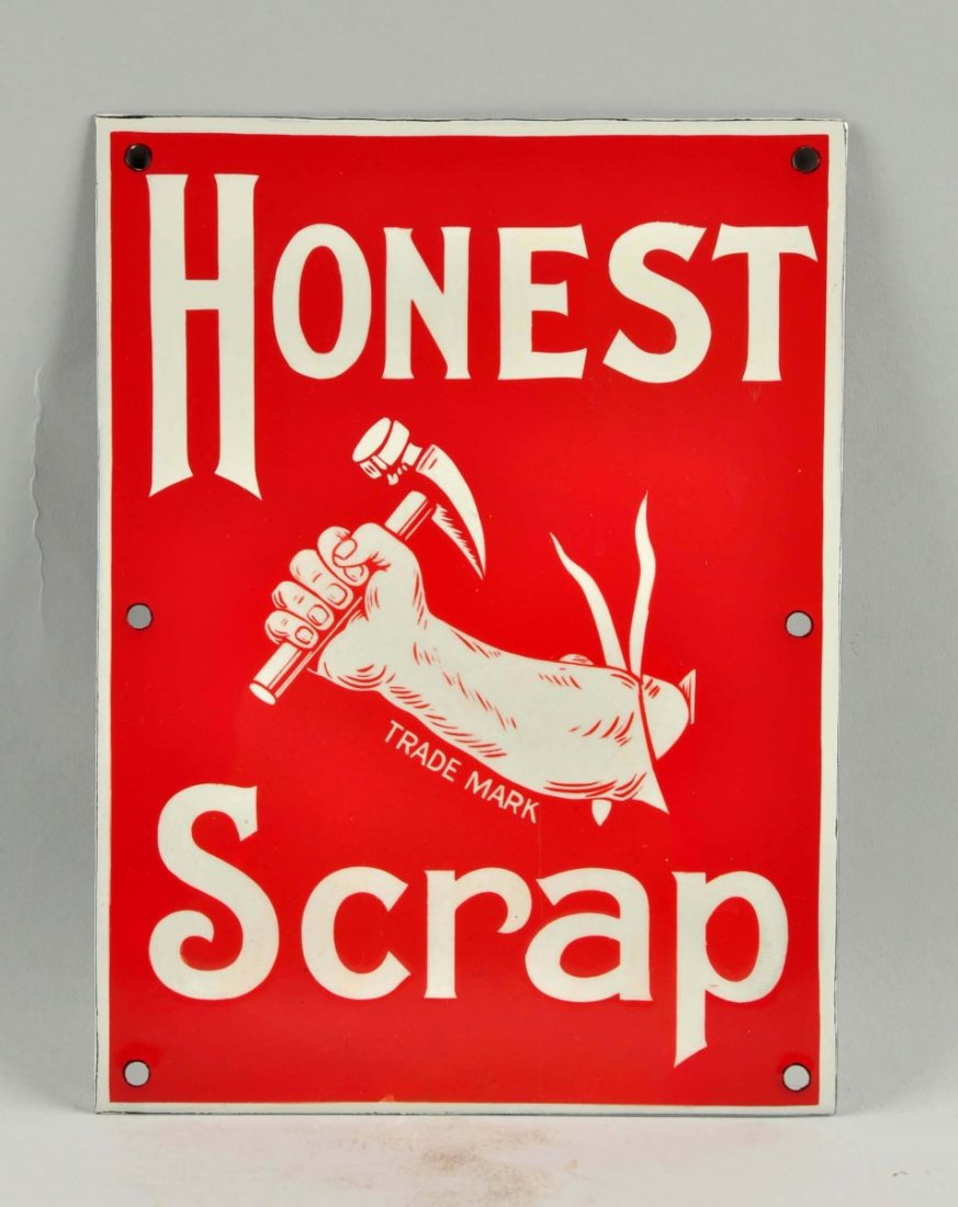 Honest Scrap Porcelain Sign. (1 of 2)