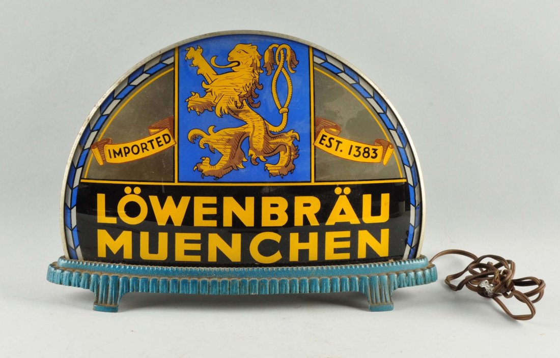 Lowenbrau Muenchen Advertising Reverse Glass Sign. (1 of 3)