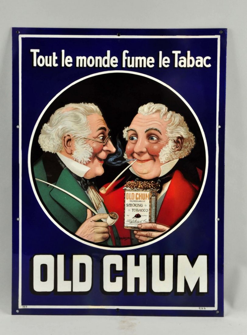 Old Chum Tobacco Porcelain Sign. (1 of 3)