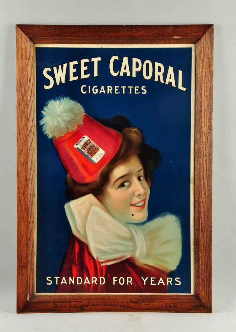 Sweet Caporal Cigarettes Cardboard Sign. (1 of 2)