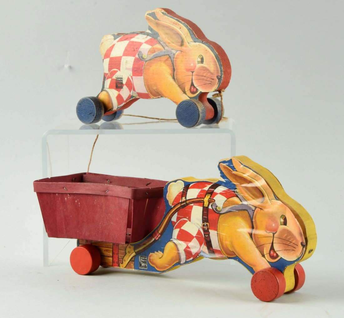 Lot of 2: Fisher Price Paper on Wood Rabbit Toys. (1 of 2)