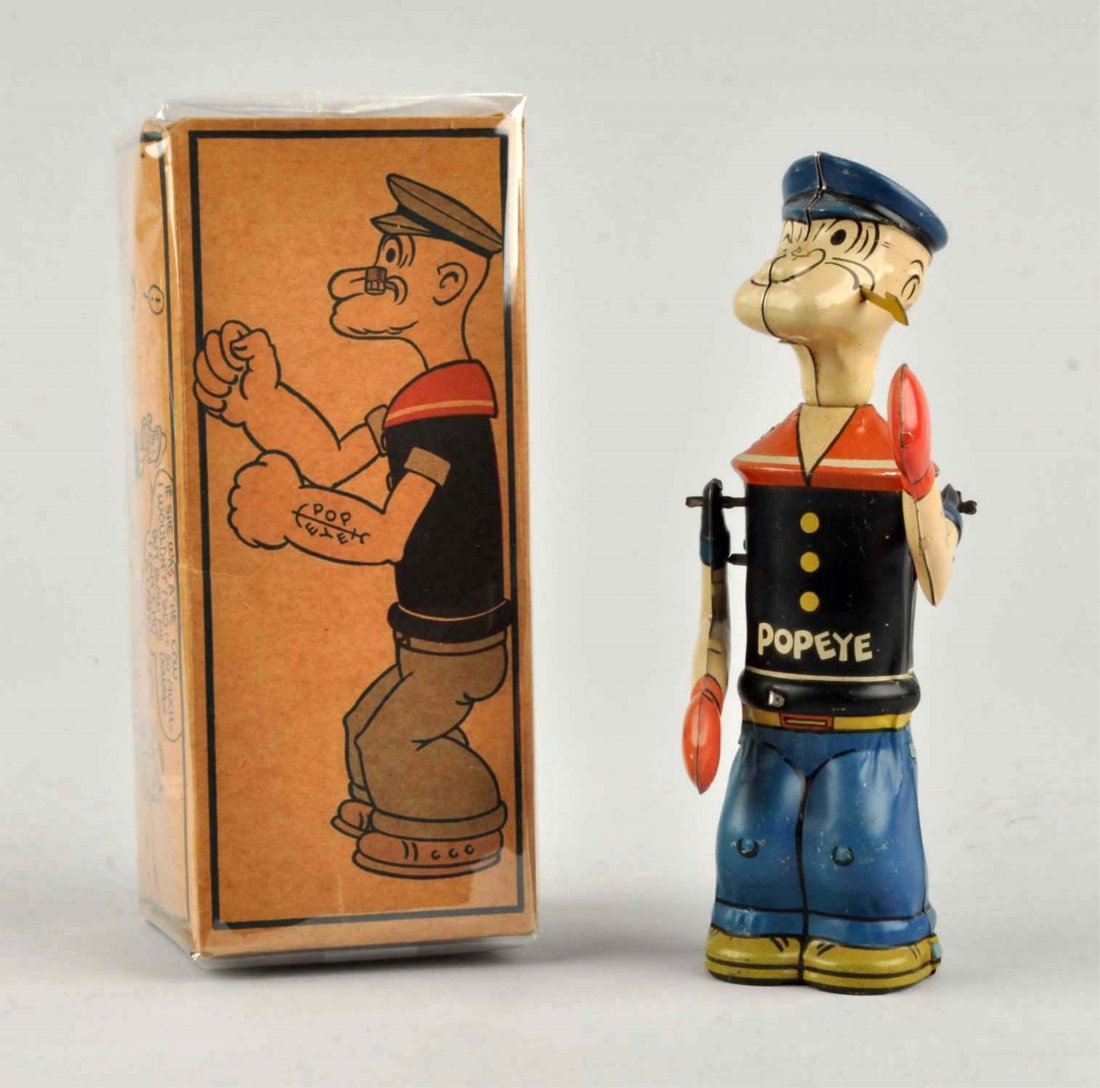 Chein Tin Litho WindUp Popeye Shadow Boxer Toy.