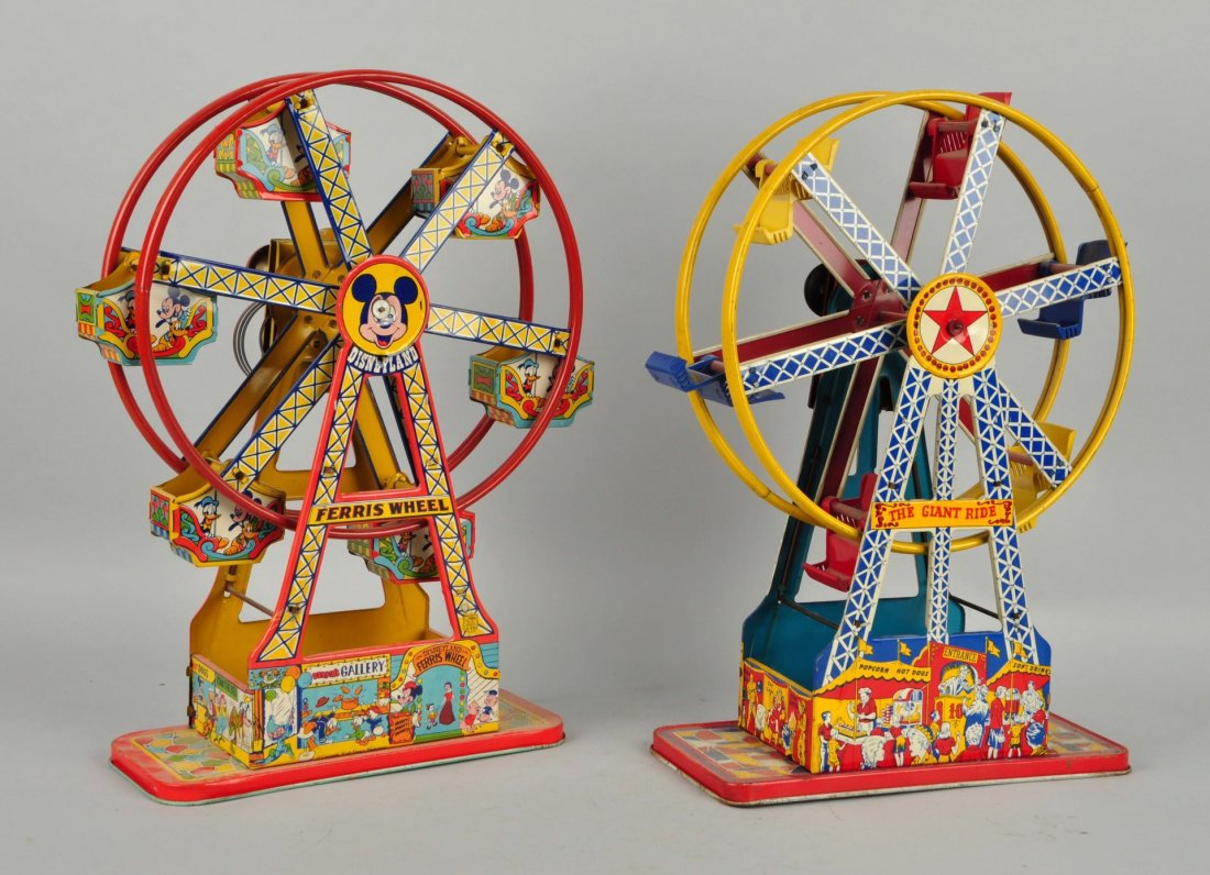 Lot Of 2: Chein Tin Litho Wind Up Ferris Wheels. (1 of 6)