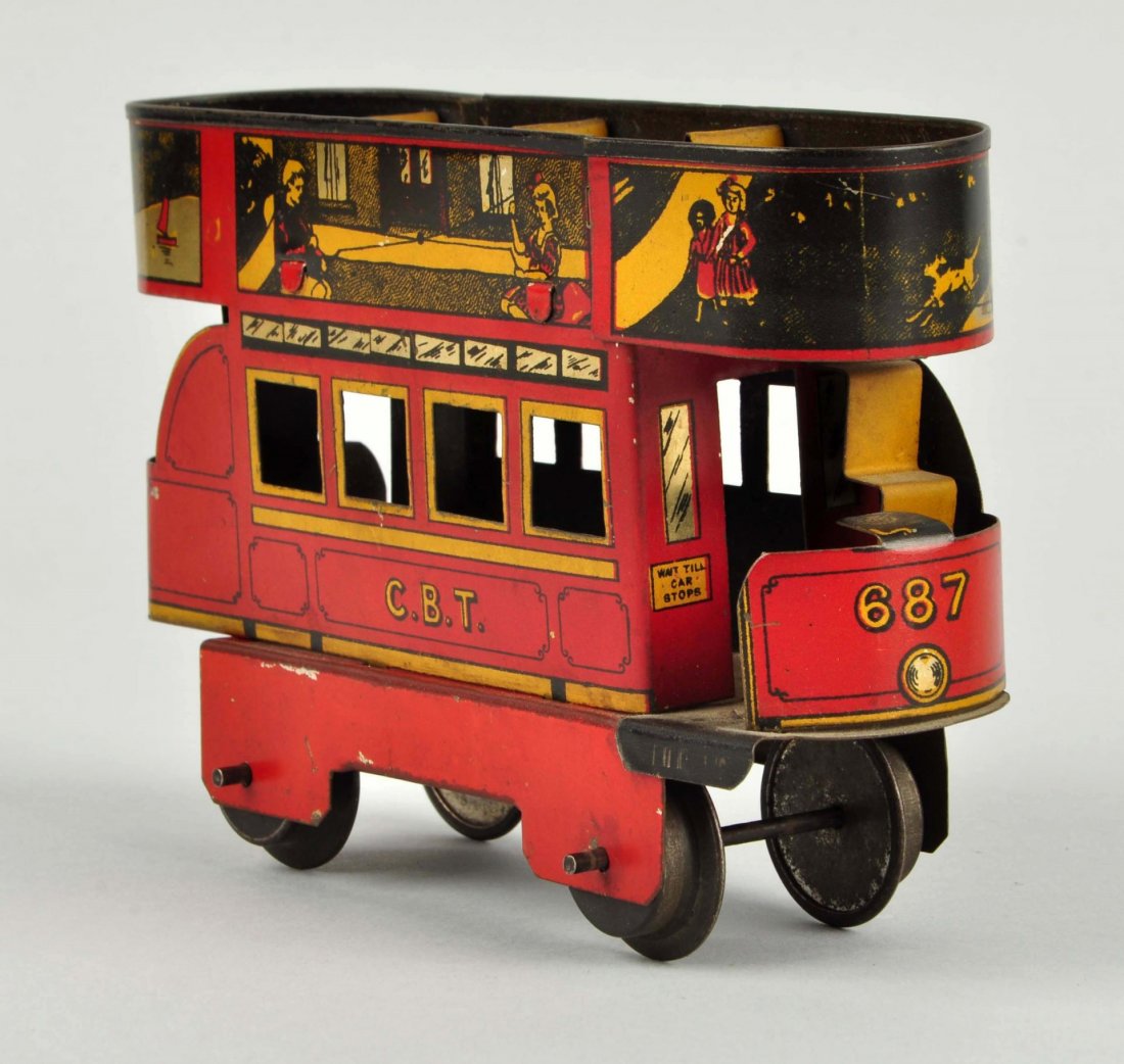 Tin Litho Double Deck Toy Bus. (1 of 2)