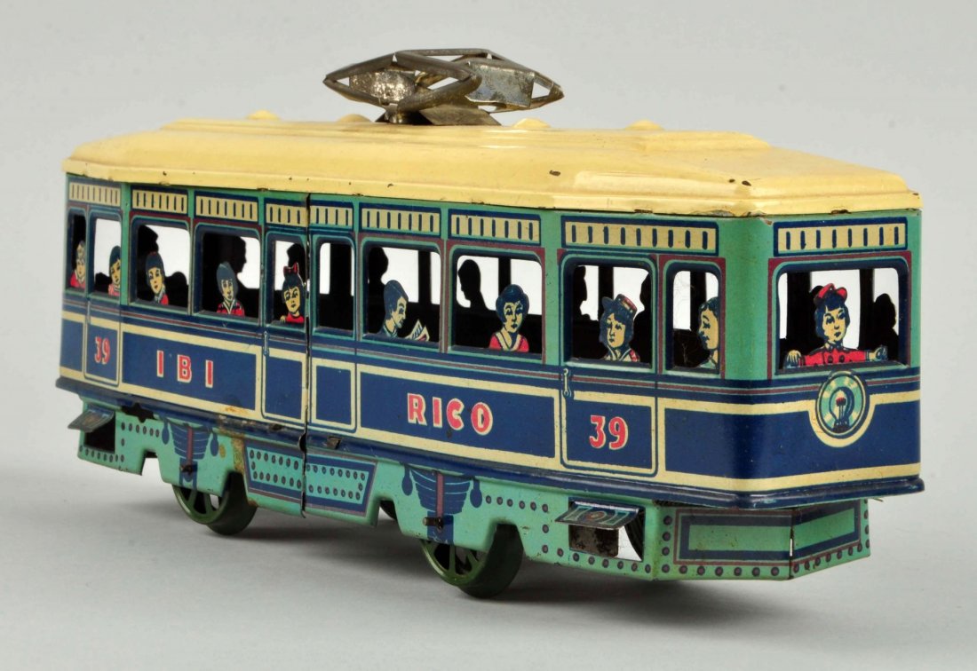 Spanish Rico Tin Litho Wind Up Trolley Toy. (1 of 2)