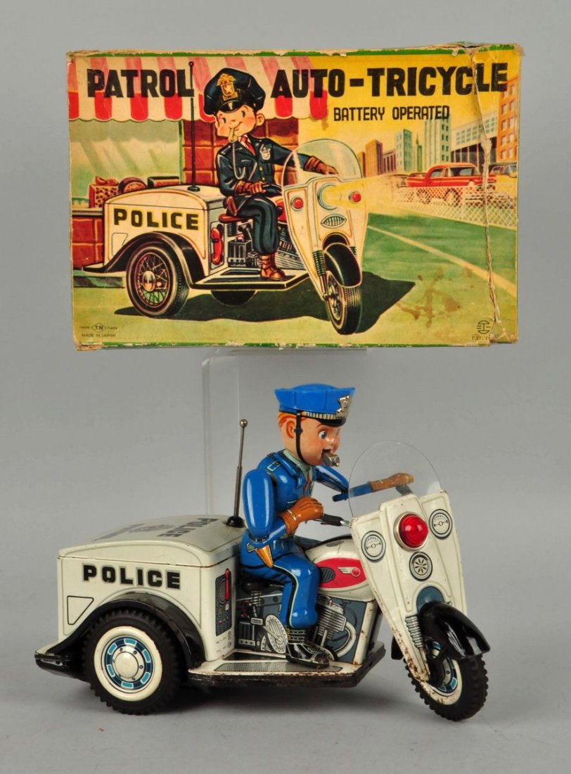 Japanese Tin Litho Battery Op Police Patrol. (1 of 3)