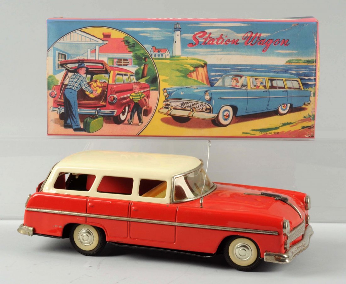 Scarce Japanese Tin Litho Friction Station Wagon. (1 of 2)