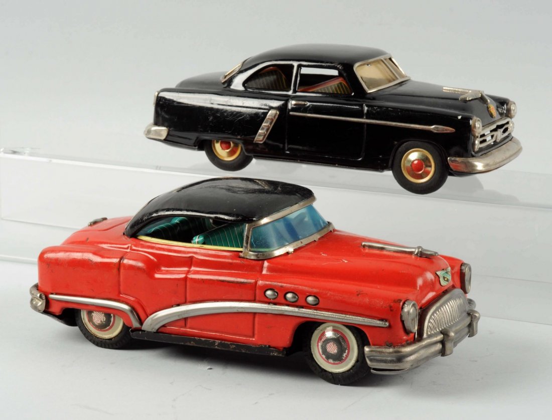 Lot Of 2: Japanese Tin Litho Friction Toy Cars. (1 of 2)