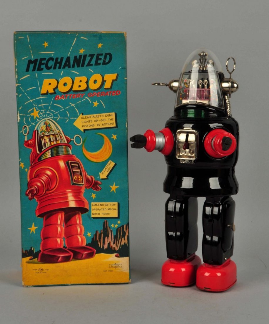 Japanese Tin Litho Battery Op Mechanized Robot. (1 of 2)