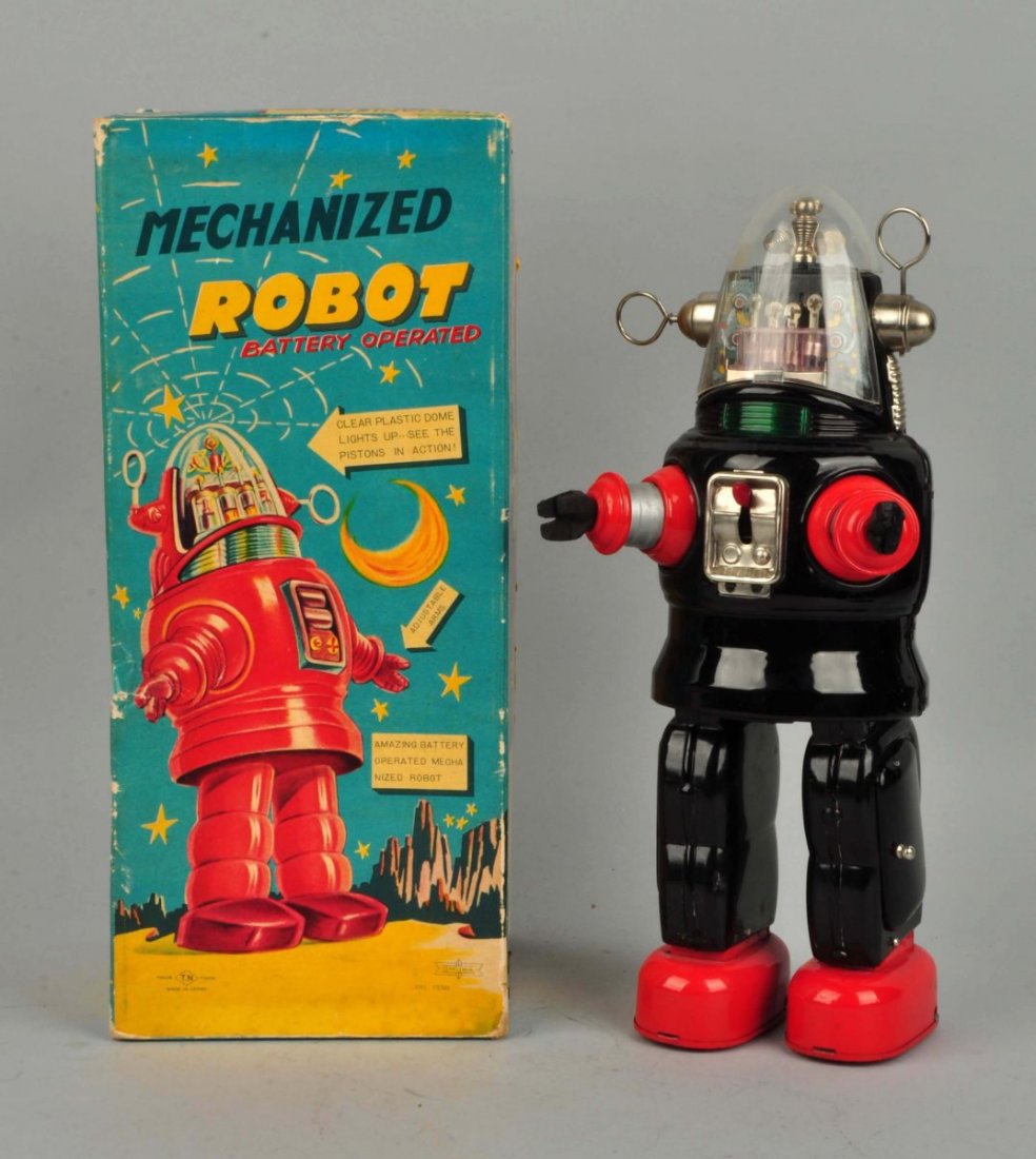 Japanese Tin Litho Battery Op Mechanized Robot. (1 of 3)