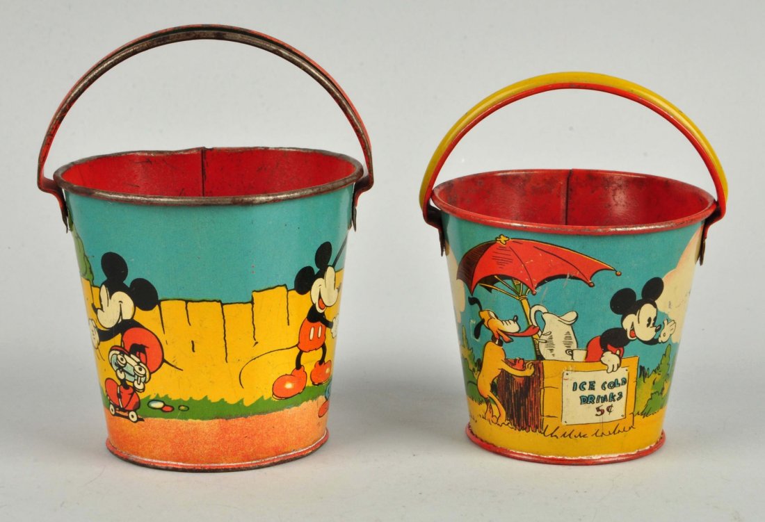 Lot Of 2: Ohio Art Disney Mickey Mouse Sand Pails. (1 of 4)