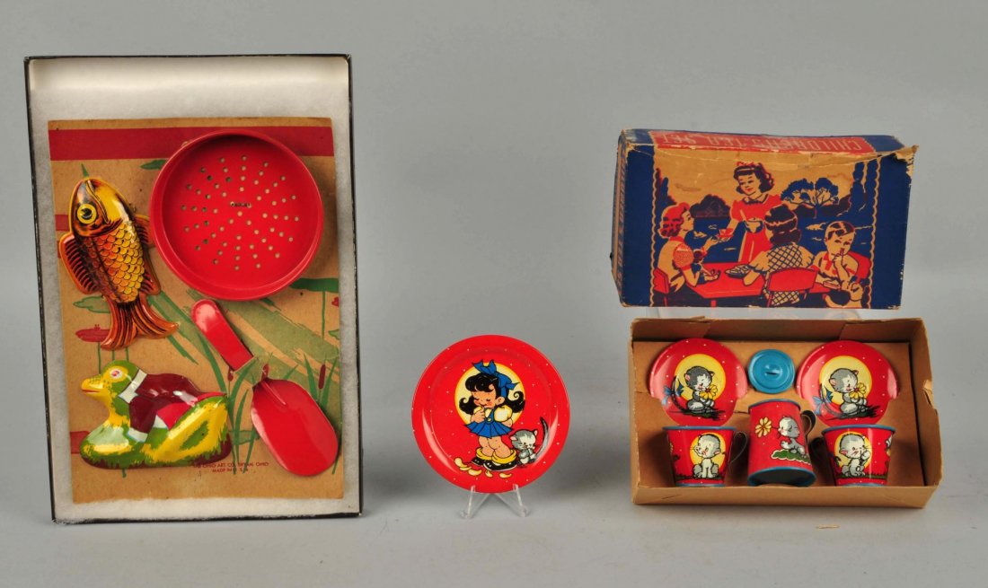 Lot Of 2: Ohio Art Tin Litho Tea & Sand Sets. (1 of 4)