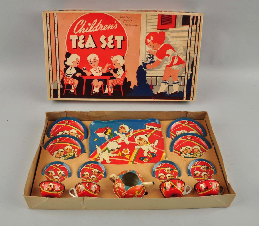 Ohio Art Tin Litho Children's Tea Set. (1 of 4)