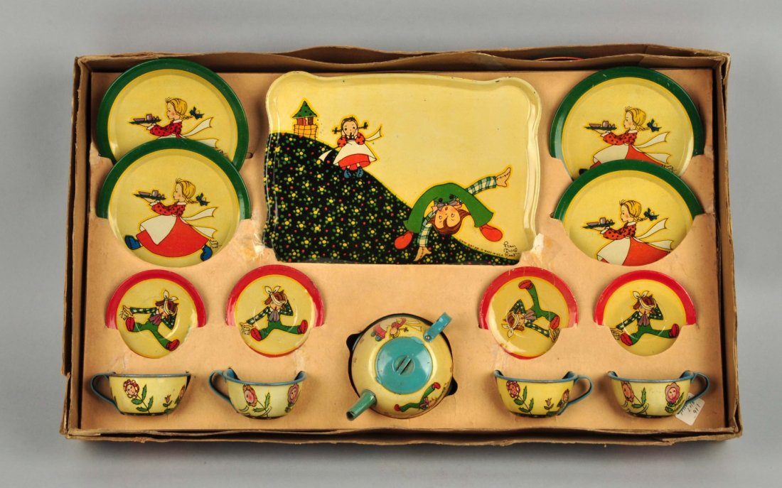 Ohio Art Tin Litho Jack & Jill Children's Tea Set. (1 of 3)
