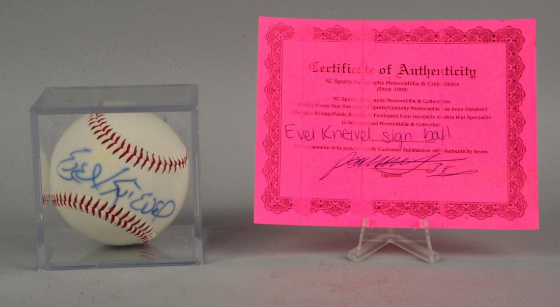 Evel Knievel Autographed Baseball. (1 of 4)