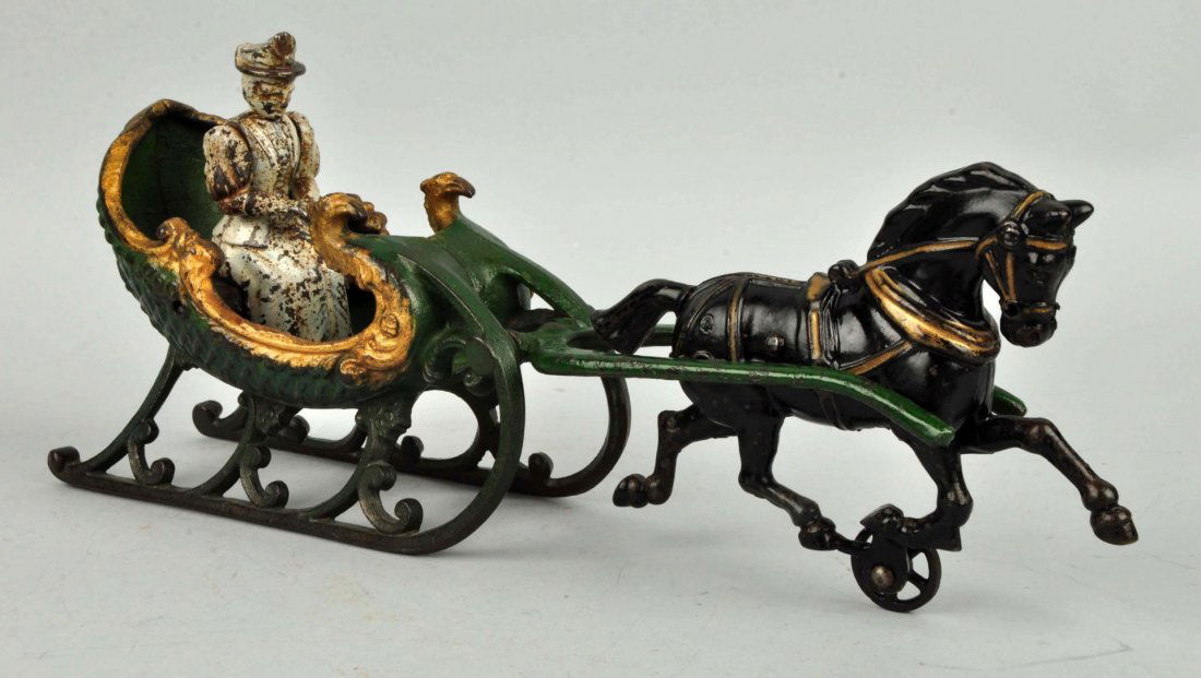 Hubley Horse Drawn Sleigh With Rider. (1 of 3)
